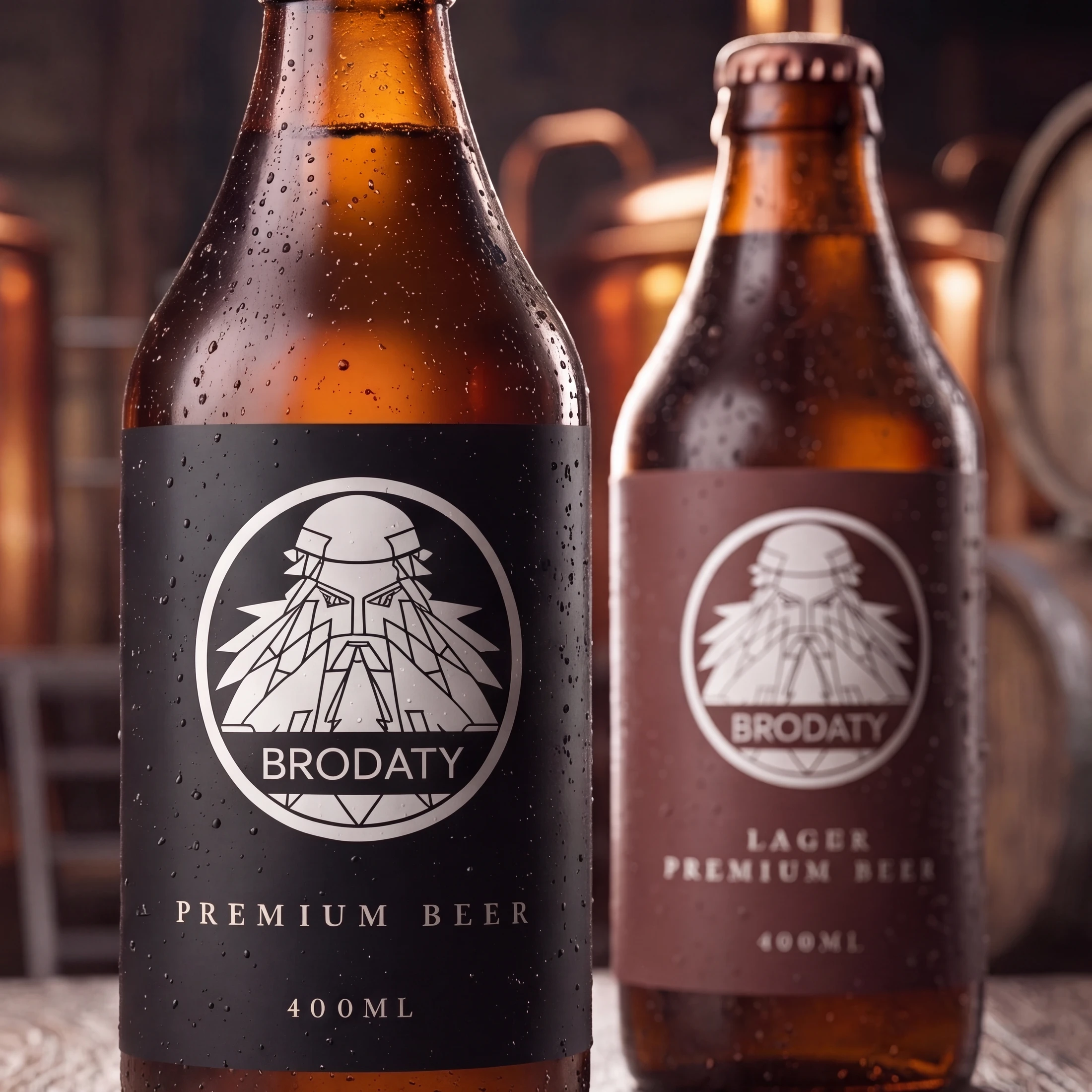 Projekt etykiet piwa rzemieślniczego Brodaty (premium beer).