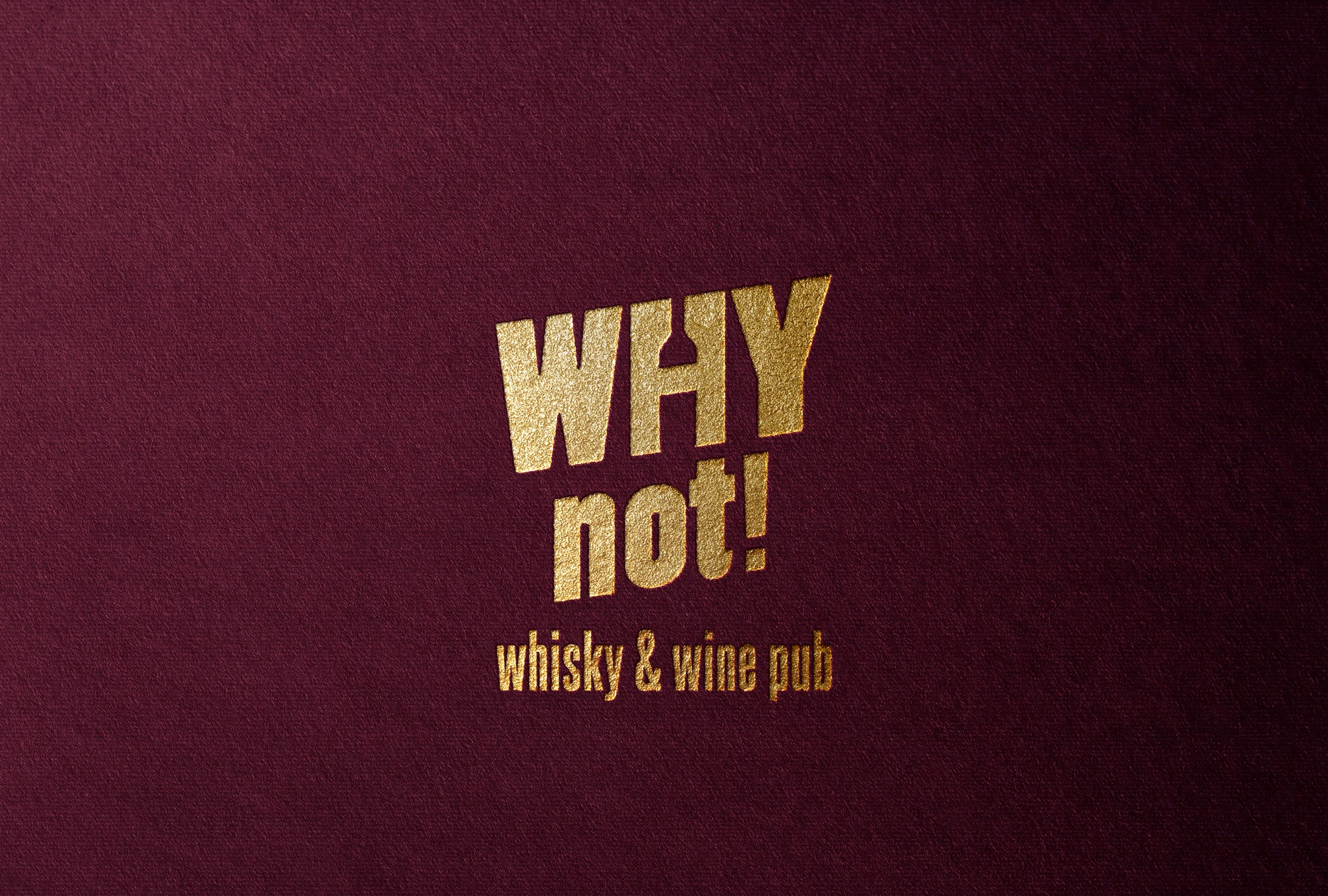 Logo „WHY not!", pub whisky & wine o charakterze premium.