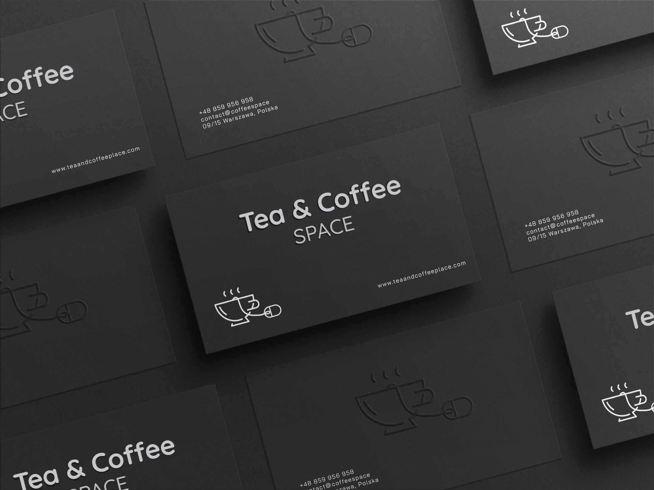 Logo i identyfikacja wizualna marki Tea & Coffee Space o charakterze „digital slow down".
